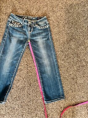 L.A. idol Women's High-Rise Blue Denim Jeans with Rhinestone Detail w 27